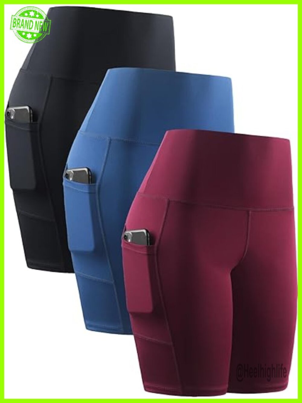 High Waist Tummy Control 8" Biker Shorts with Pockets for Workout Yoga Running